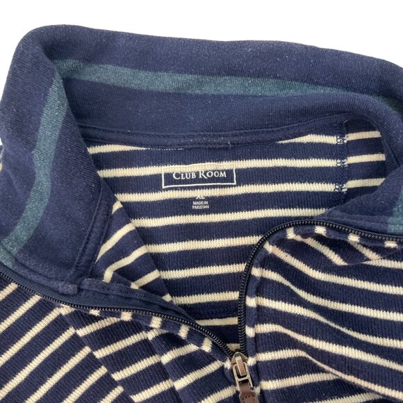 Club Room Navy/White Striped Half-Zip Pullover Sweater XL 60% Cotton 40% Poly - Picture 3 of 9